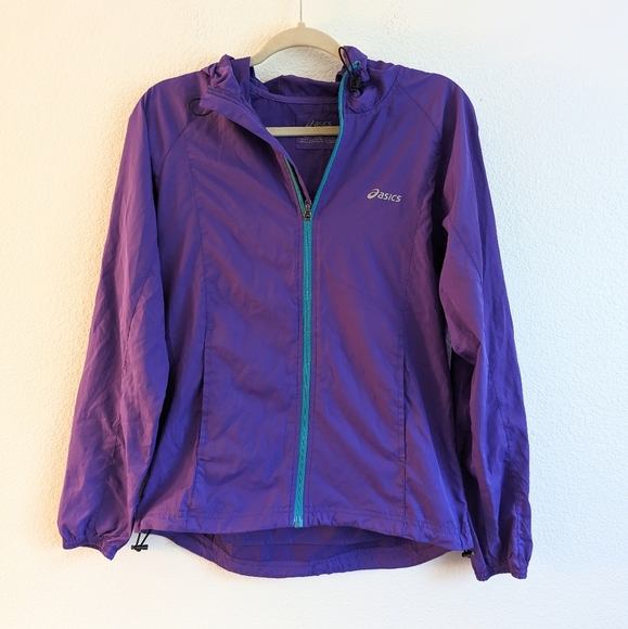 Asics Jackets & Blazers - ASICS Windbreaker Jacket Full Zip Packable Purple Blue Zipper Small